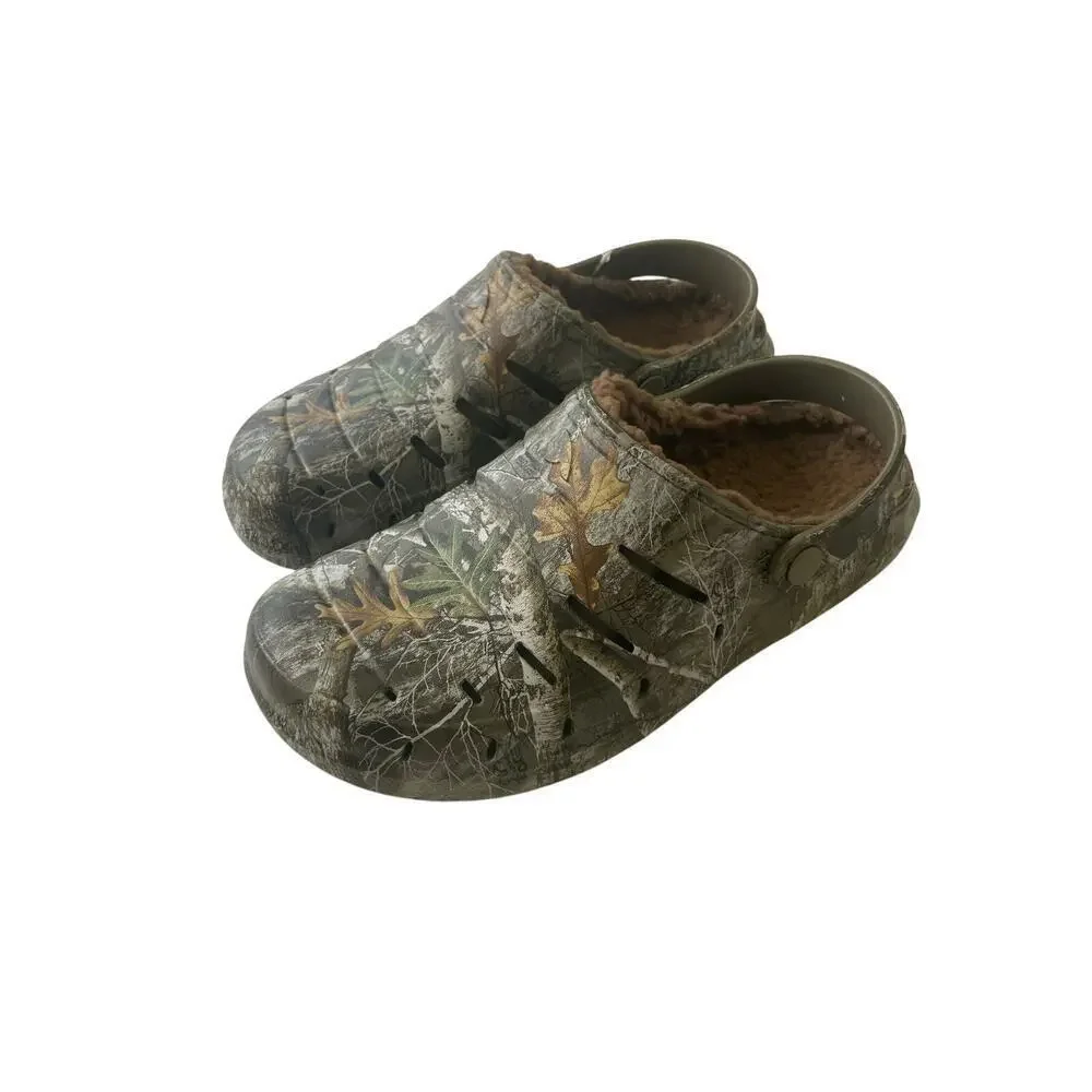 REAL TREE CLOGS SHERPA LINE SHOES CAMOUFLAGE‎ SZ 8 RUGGED SHARK HUNTING ARMY OAK